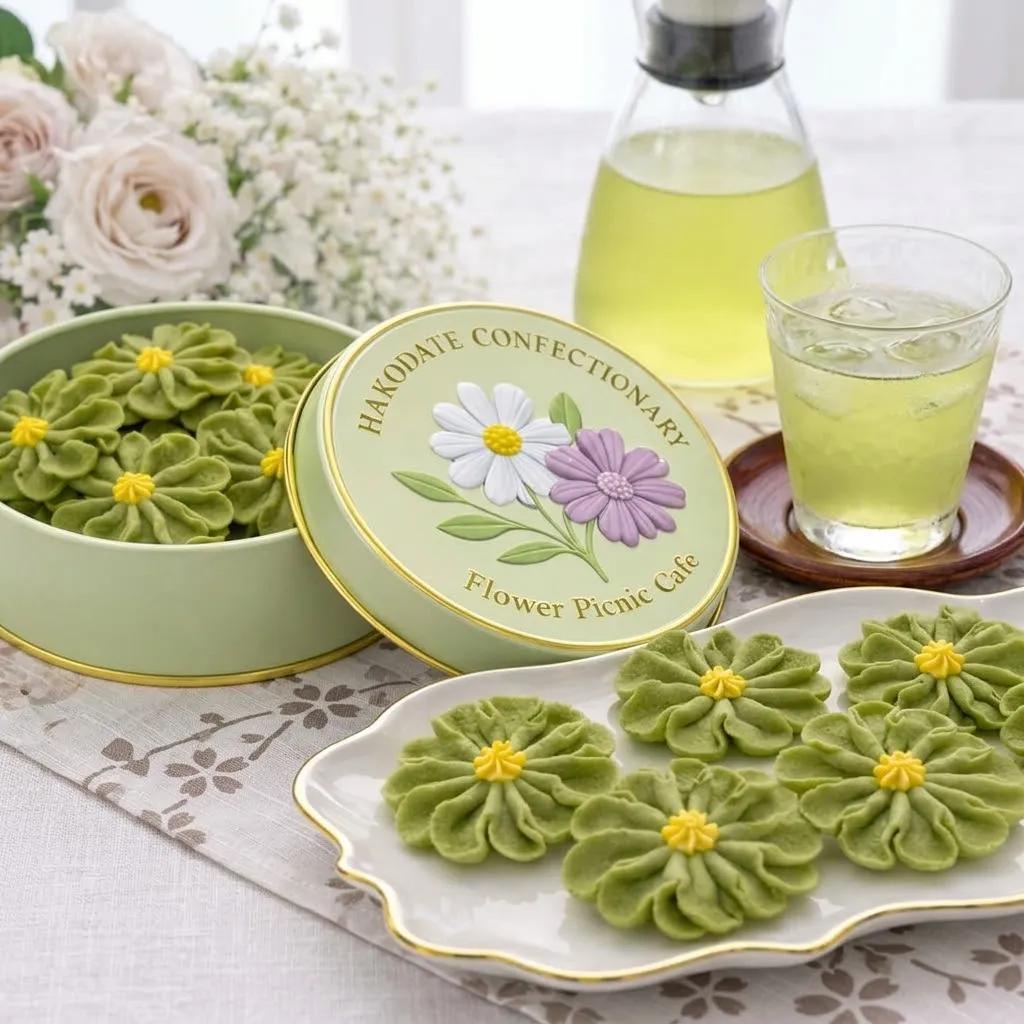 職人が一枚一枚丁寧に手絞りで仕立てたお花のかたちのクッキー「お花のぼうろ」に抹茶フレーバーが登場!